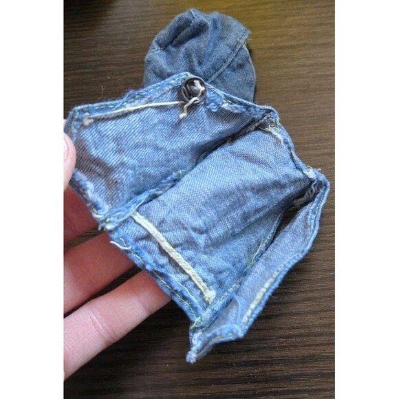 Vintage 1980s Barbie? Clone Mod? Doll Outfit Blue Jean Denim Vest & Newsboy Hat - Picture 4 of 10